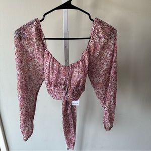 Jessica Simpson floral crop top dressy tie in back